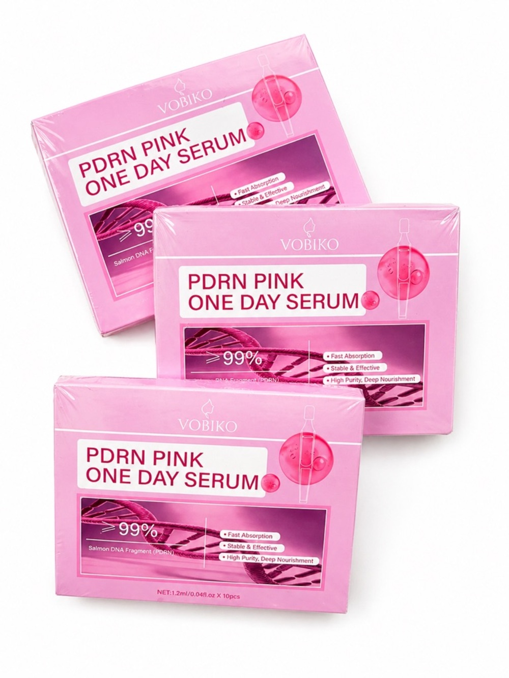 K-Beauty PDRN Serum Set of 3 Salmon DNA Ampoules 30 Day Glass Skin VOBIKO